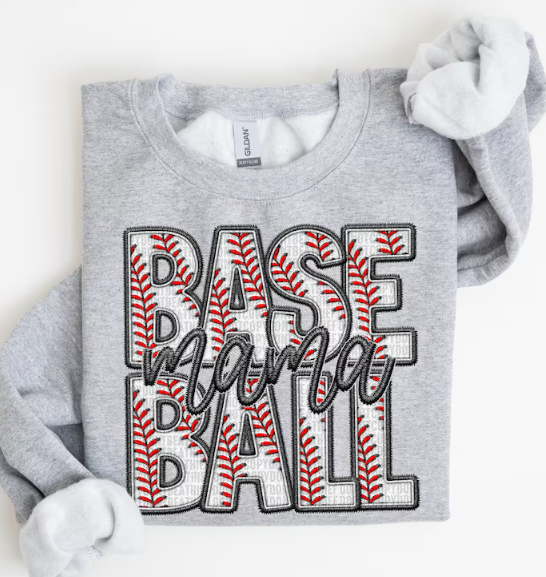 Baseball Mama - Faux Embroidery - Sport Gray