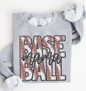 Baseball Mama - Faux Embroidery - Sport Gray