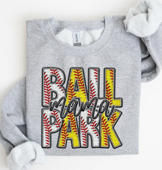 Ballpark Mama - Faux Embroidery - Sport Gray