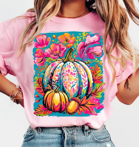Pink Floral Pumpkin