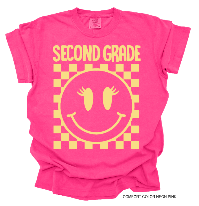 Second Grade Smiley Neon Pink