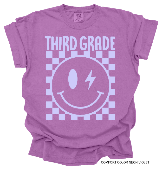 Third Grade Smiley Neon Purple